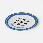 青はっきりした卒院文及びキャップ卒業 ペーパープレート (アングル)