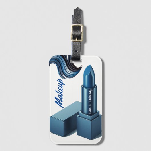 青はっきりした口紅メイクアップ美学 ラゲッジタグ (正面縦)
