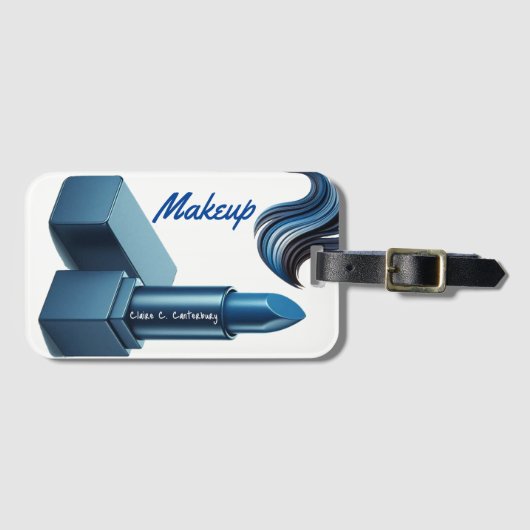 青はっきりした口紅メイクアップ美学 ラゲッジタグ (正面横)