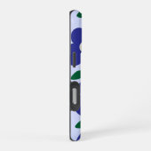 青はっきりした抽象芸術レトロ花柄 iPhoneケース (右側面)