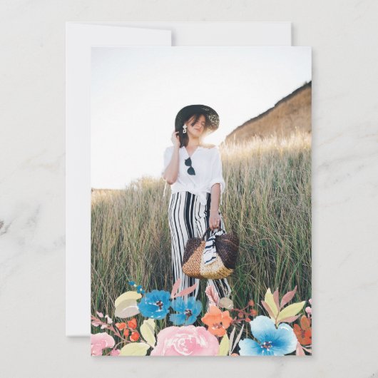 青はっきりした水色花卒業式 招待状 (裏面)