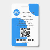 青はっきりした白レトロフォトIDバッジ バッジ (Back)