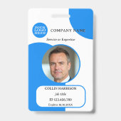 青はっきりした白レトロフォトIDバッジ バッジ (Front)