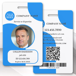 青はっきりした白レトロフォトIDバッジ バッジ