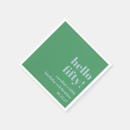 青はっきりした緑かわいいモダンカスタム誕生日50 スタンダードカクテルナプキン (角)