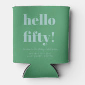 青はっきりした緑50モダン誕生日カスタム 缶クーラー (正面)