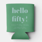 青はっきりした緑50モダン誕生日カスタム 缶クーラー (裏面)