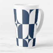 青はっきりした色と白の世紀半モダンば幾何学的L カフェラテマグ (右アングル)