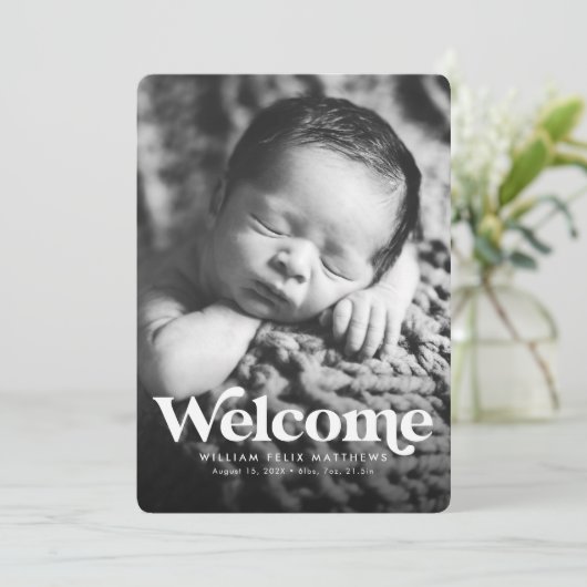 青はっきりした色の誕生のお知らせ 案内状 (スタンド正面)