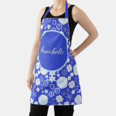青はっきりした色花柄 エプロン (インサイチュ)