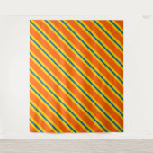 青はっきりした色、オレンジ色、黄ストライプ色 タペストリー (正面)