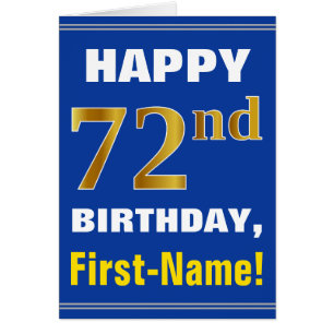 青はっきりした色、フェイク金ゴールド72番目の誕生日(名刺あり)