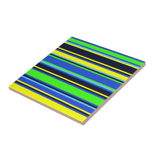 青はっきりした色、ライム、黄色のタストライプのイル タイル (側面)