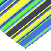 青はっきりした色、ライム、黄色のテーストライプのブルランナー ショートテーブルランナー (コーナー)