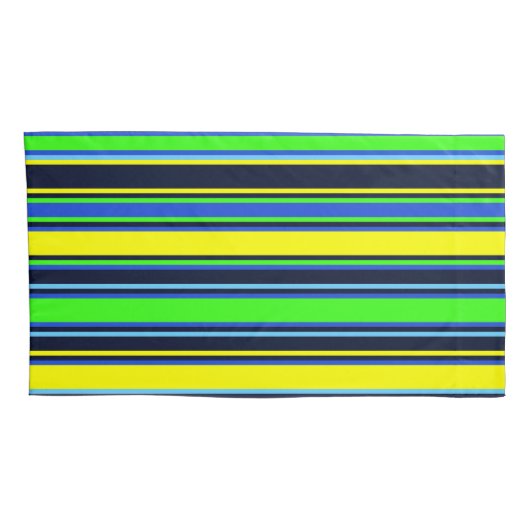 青はっきりした色、ライム、黄色の枕ストライプの箱 枕カバー (裏面-右)