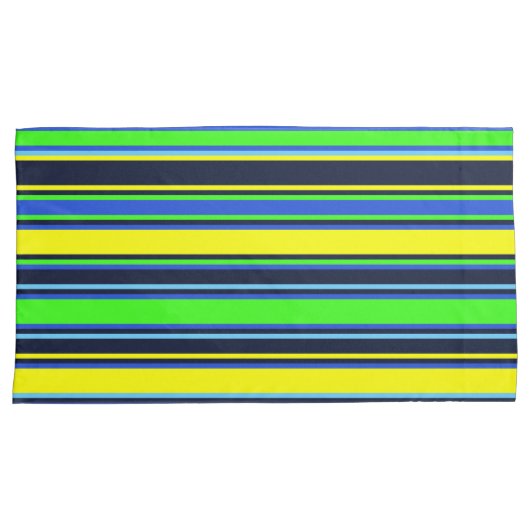 青はっきりした色、ライム、黄色の枕ストライプの箱 枕カバー (正面右)