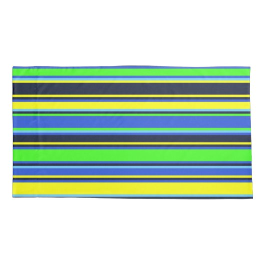 青はっきりした色、ライム、黄色の枕ストライプの箱 枕カバー (裏面-左)