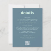 青はっきりした色QRコード結婚のゲスト情報カード 出欠カード (正面)