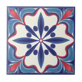 青はっきりした赤フローラセラミックタイル タイル