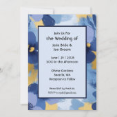 青はっきりした黄ワイルドフラワー結婚式招待状 招待状 (正面)