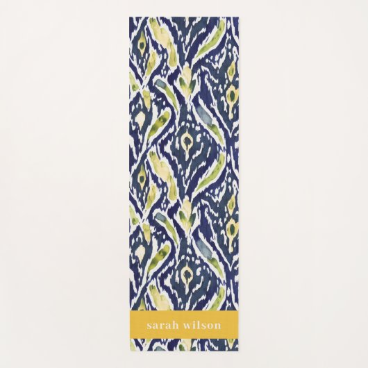 青はっきりした黄抽象芸術クラスイカットパターン ヨガマット (正面)