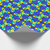 青はっきりした、ターコイズ、黄色の幾何学的プリント ラッピングペーパー (角)