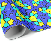 青はっきりした、ターコイズ、黄色の幾何学的プリント ラッピングペーパー (ロールコーナー)