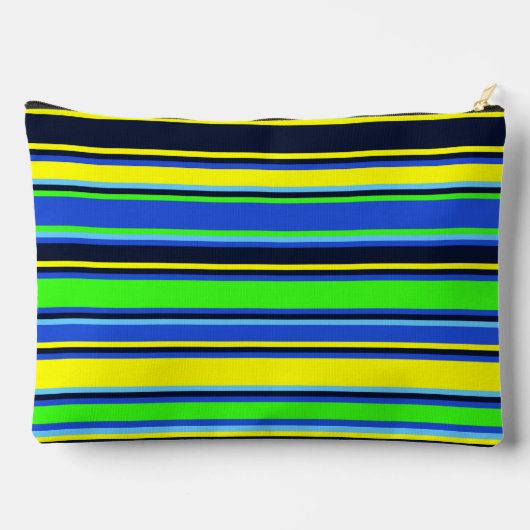 青はっきりした、ライム、黄色のポーチストライプの アクセサリーポーチ (裏面)