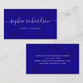 青はっきりした|水彩とスクリプト 名刺 (正面/裏面)