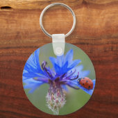 青はつる植物てんとう虫の平和愛運命の芸術の活気付きます キーホルダー (正面)