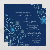 青はカードクリスマスの結婚式招待状渦巻きます 招待状 (正面/裏面)