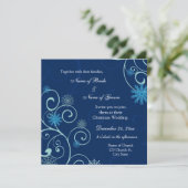 青はカードクリスマスの結婚式招待状渦巻きます 招待状 (スタンド正面)