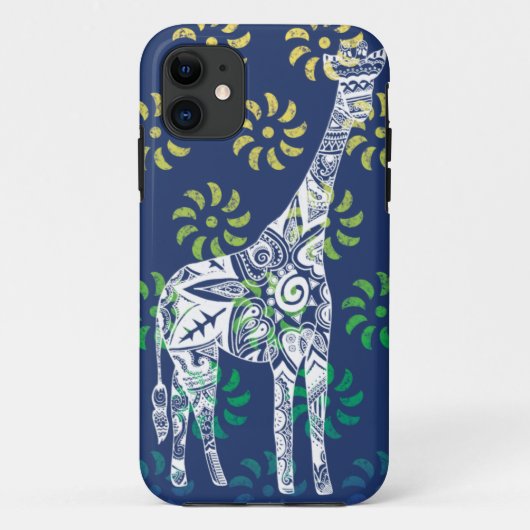 青はキリンのiPhoneの場合を旋回させます Case-Mate iPhoneケース (裏面)