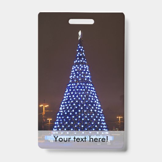 青はクリスマスツリーをつけます バッジ (正面)