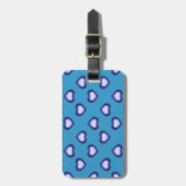 青はパターンハート衰退します ラゲッジタグ (正面縦)