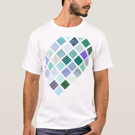 青はモザイク模様を平方します Tシャツ (正面)