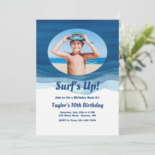 青は写真の誕生日の招待状を振ります 招待状 (スタンド正面)