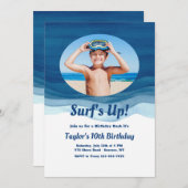 青は写真の誕生日の招待状を振ります 招待状 (正面/裏面)