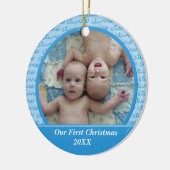 青は初めてのクリスマスのオーナメントを結び付けます セラミックオーナメント (左)