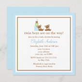 青は双生児のベビーシャワーに耐えます 招待状 (正面/裏面)