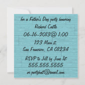 青は父の日のパーティの招待状に乗ります 招待状 (裏面)