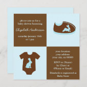 青は男の子のベビーシャワーを準備します 招待状 (正面/裏面)