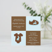 青は男の子のベビーシャワーを準備します 招待状 (スタンド正面)