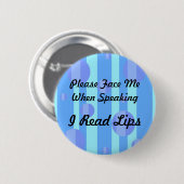 青は聴力損失ボタンに点を打ちます 缶バッジ (正面&裏面)