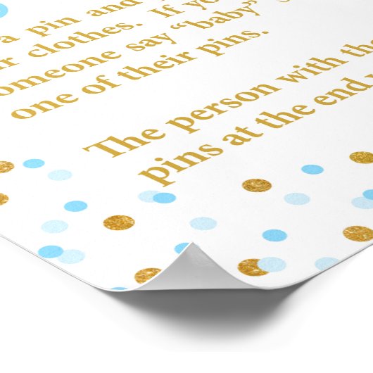 青は赤ちゃんシャワーのゲームのサインを言わない ポスター (角)