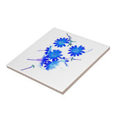 青は野生花の分散させたデザインをcolorized タイル (側面)