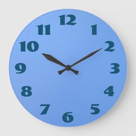 青は青い背景に番号を付けます ラージ壁時計 (正面)