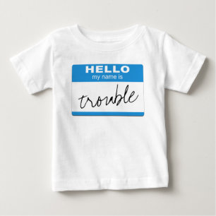 青は"こんにちは私の名前パーソナライズな_"のバッジ-です ベビーTシャツ