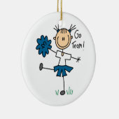 青はTシャツおよびギフトチームチアリーダーの行きます セラミックオーナメント (右)