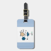 青はTシャツおよびギフトチームチアリーダーの行きます ラゲッジタグ (正面縦)